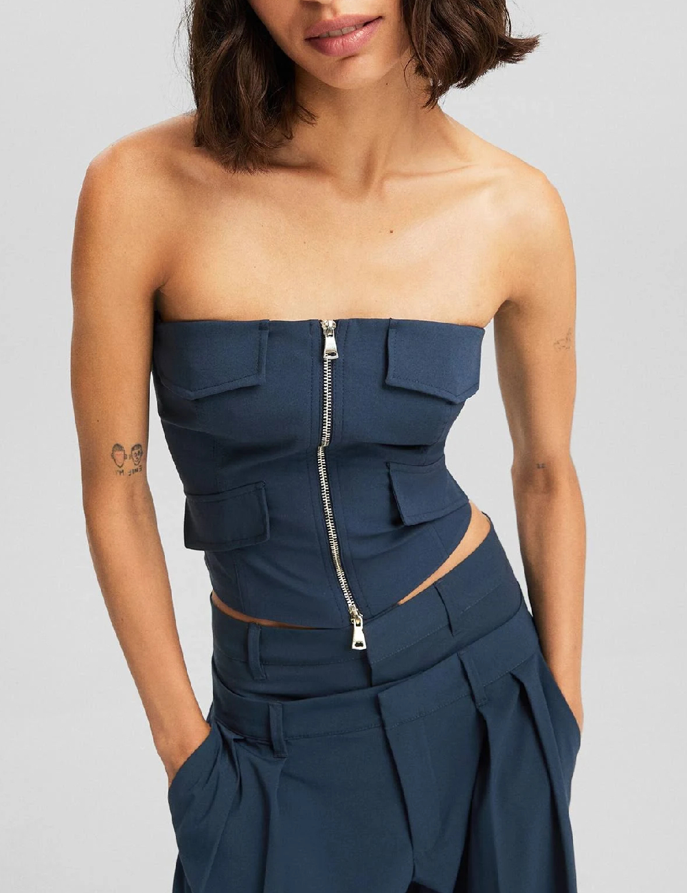 Top Bershka, albastru - 1 | YEO