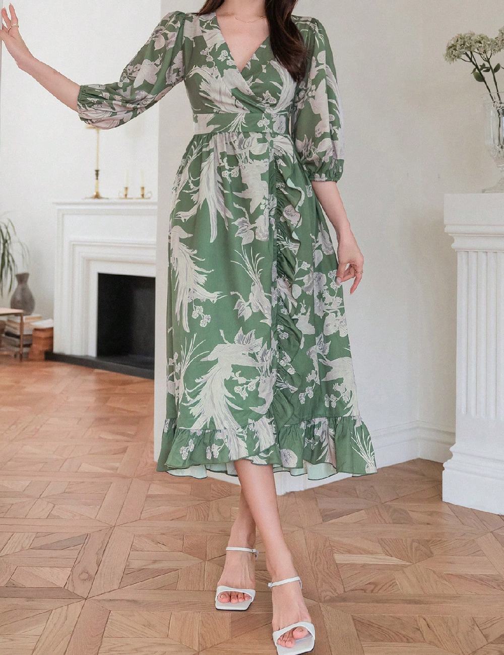 Rochie medie Dazy, verde
