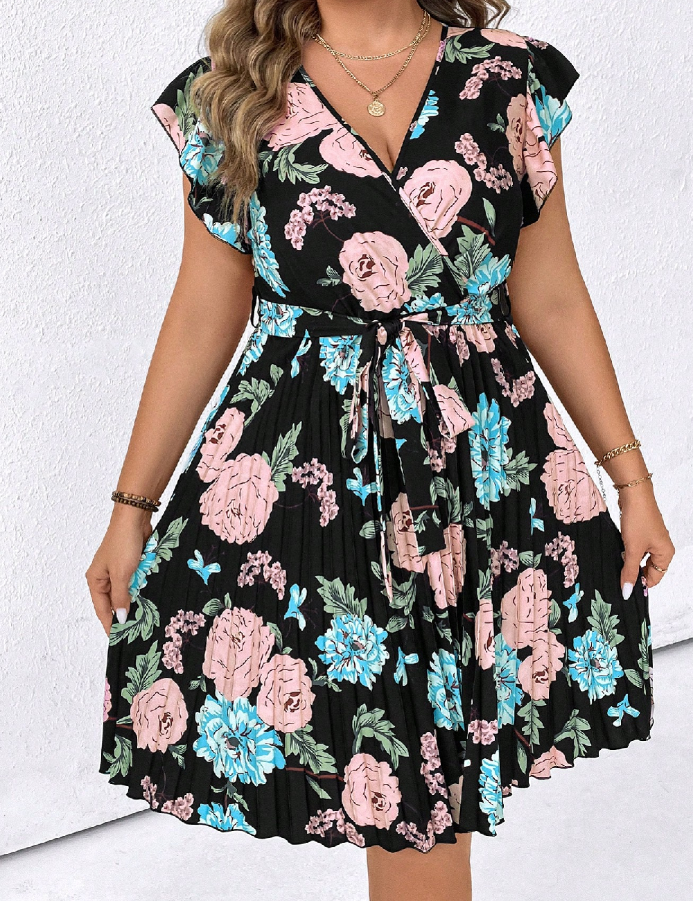 Rochie scurta SHEIN CURVE, floral print