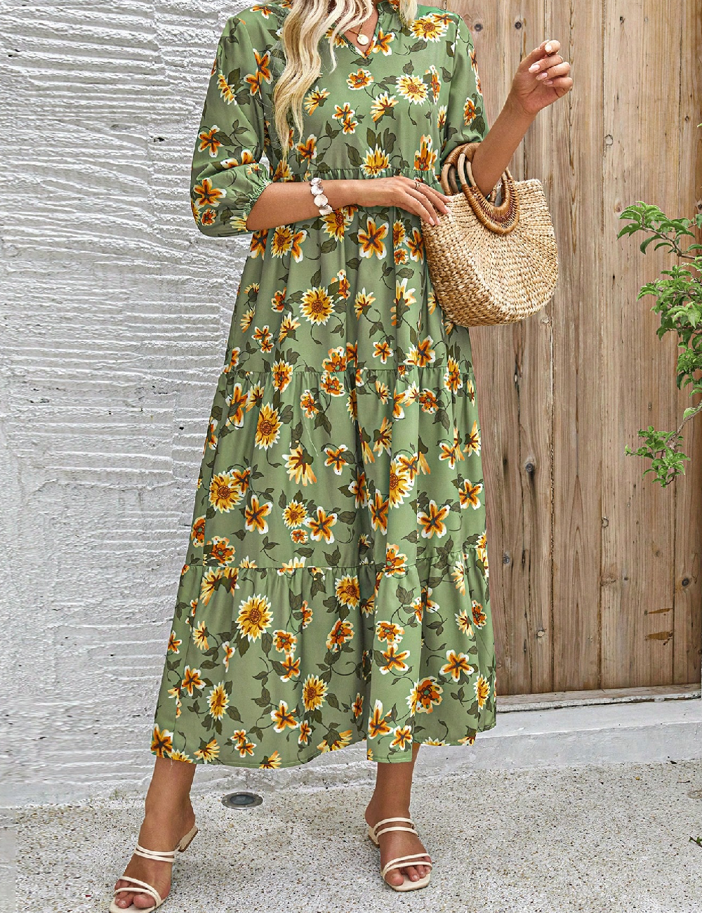 Rochie lunga Emery Rose, verde