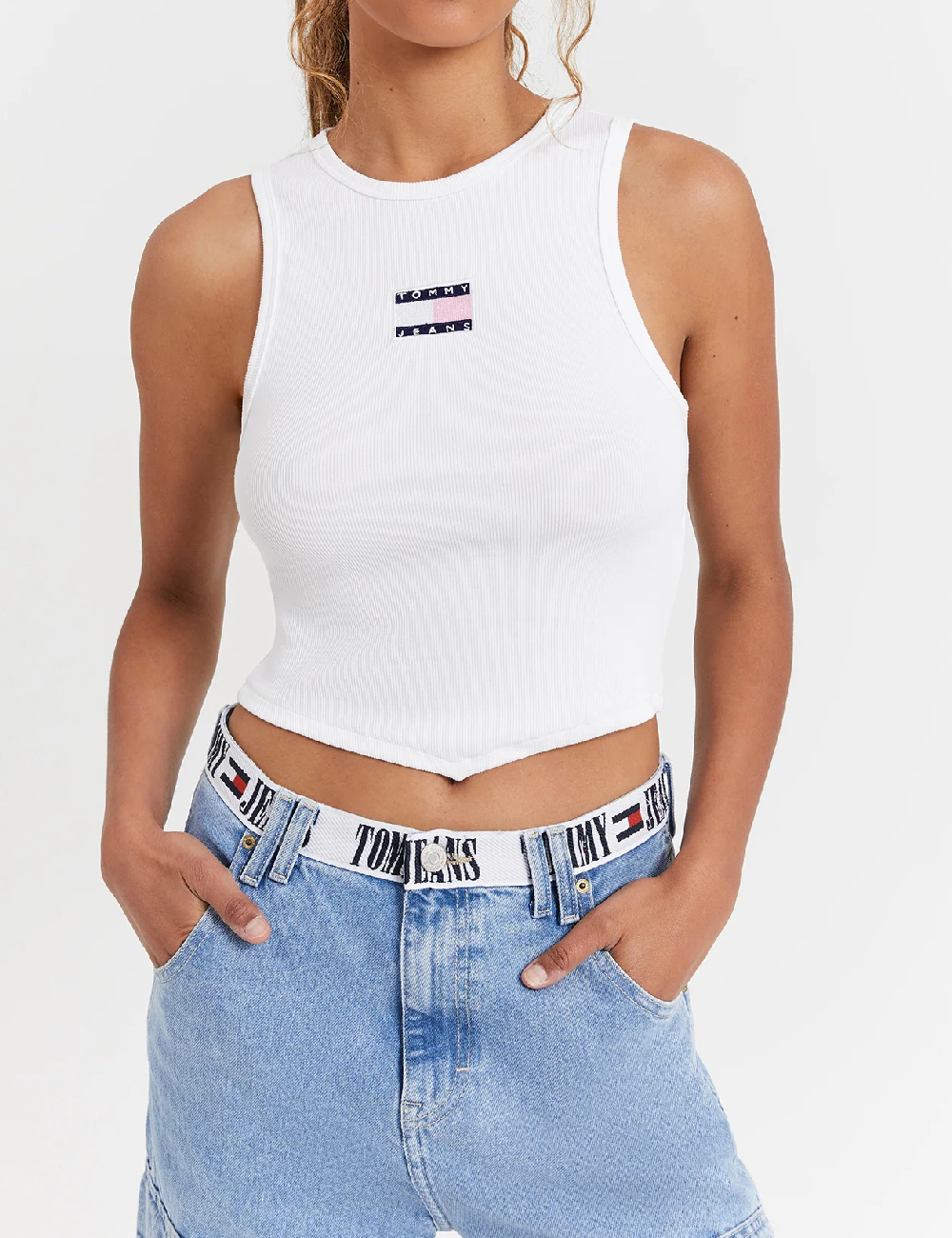 Top Tommy Jeans, alb