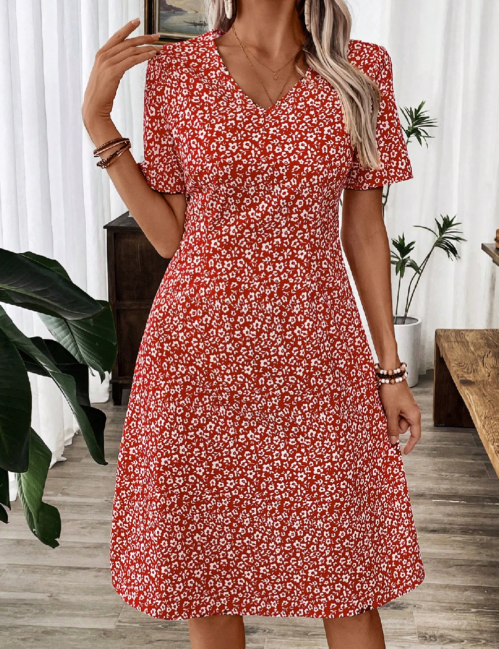 Rochie medie SHEIN, rosu