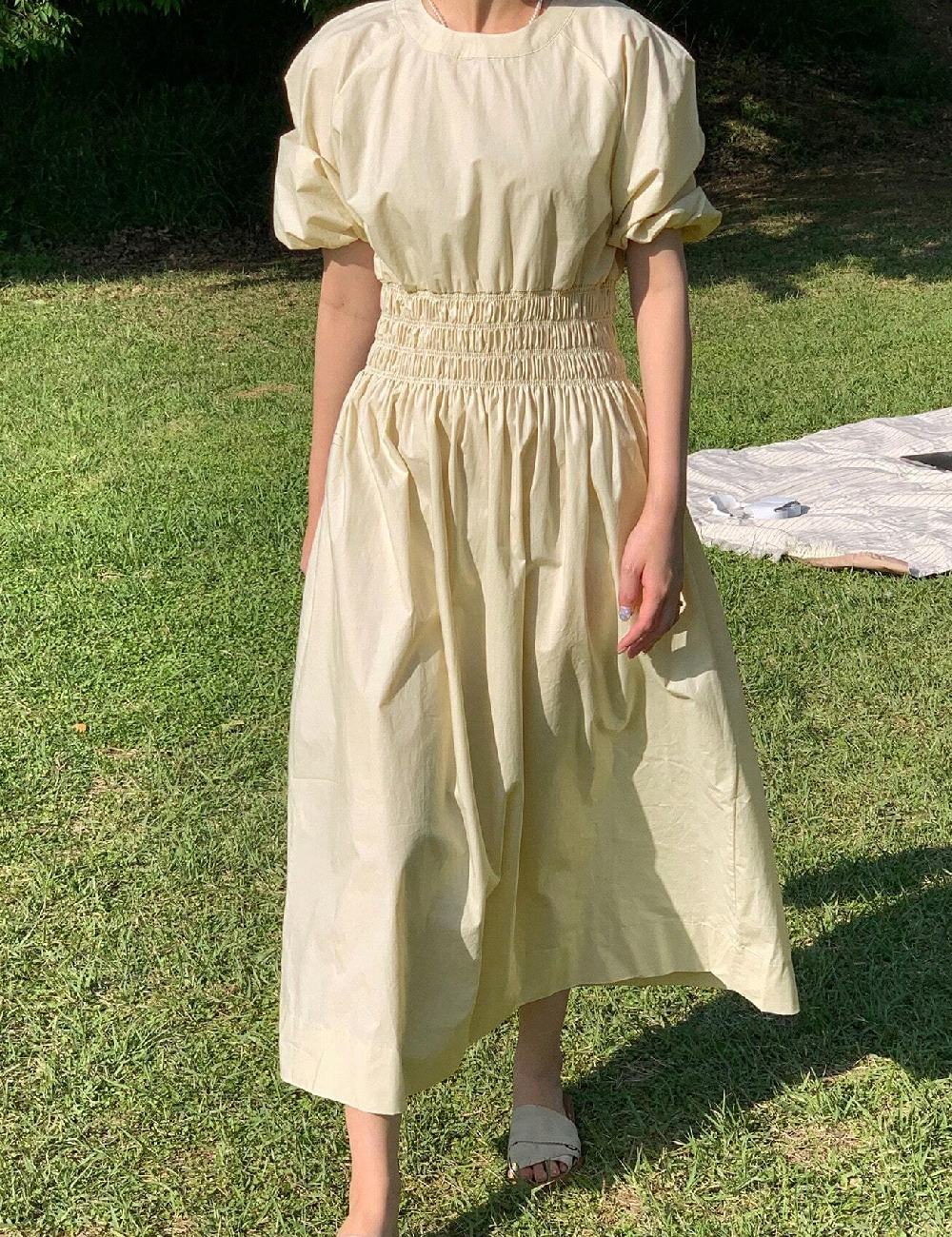 Rochie lunga Dazy, crem - 1 | YEO