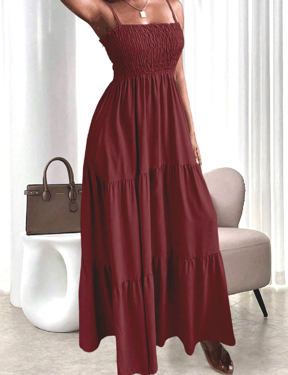 Rochie lunga SHEIN, grena
