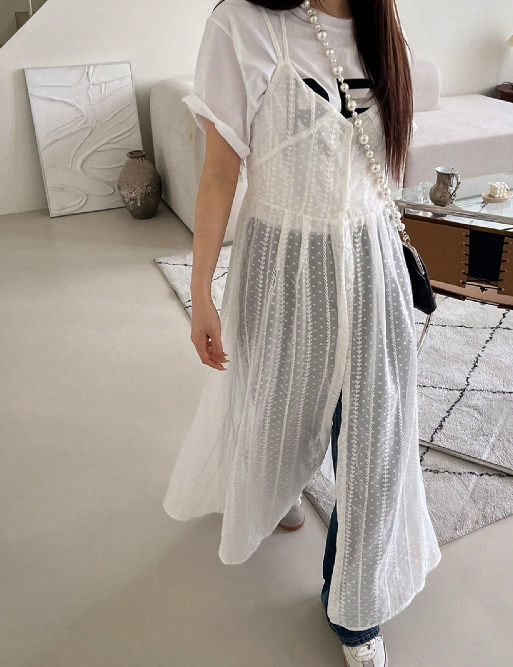 Rochie lunga Dazy, alb