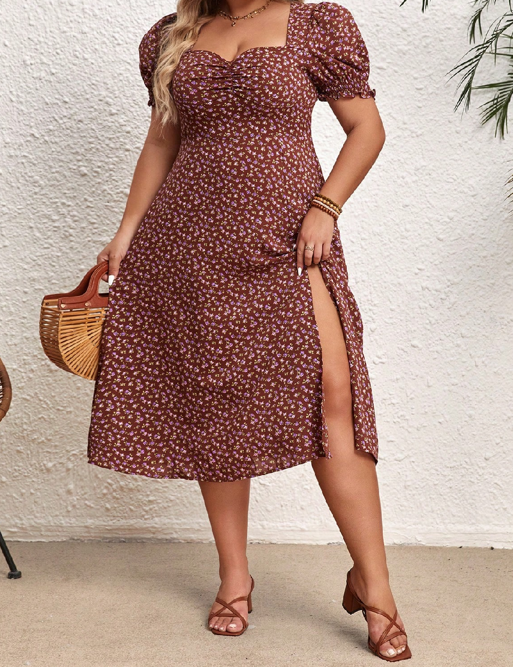 Rochie medie SHEIN CURVE, maro