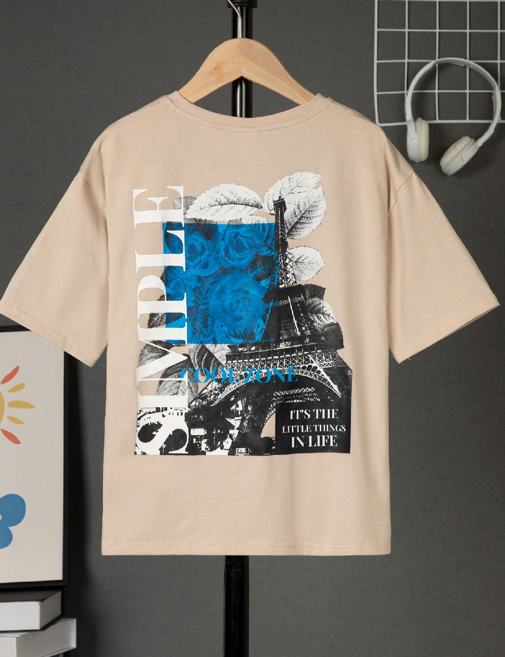 Tricou Shein Kids, crem