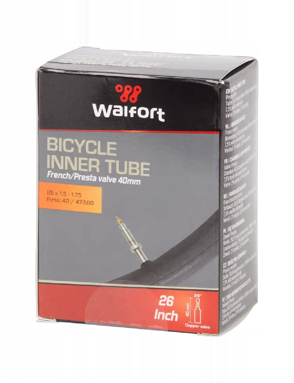 Camera bicicleta 26 x 1.5/1.75 Walfort, negru