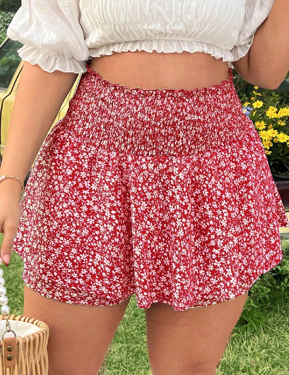 Pantaloni scurti SHEIN CURVE, rosu