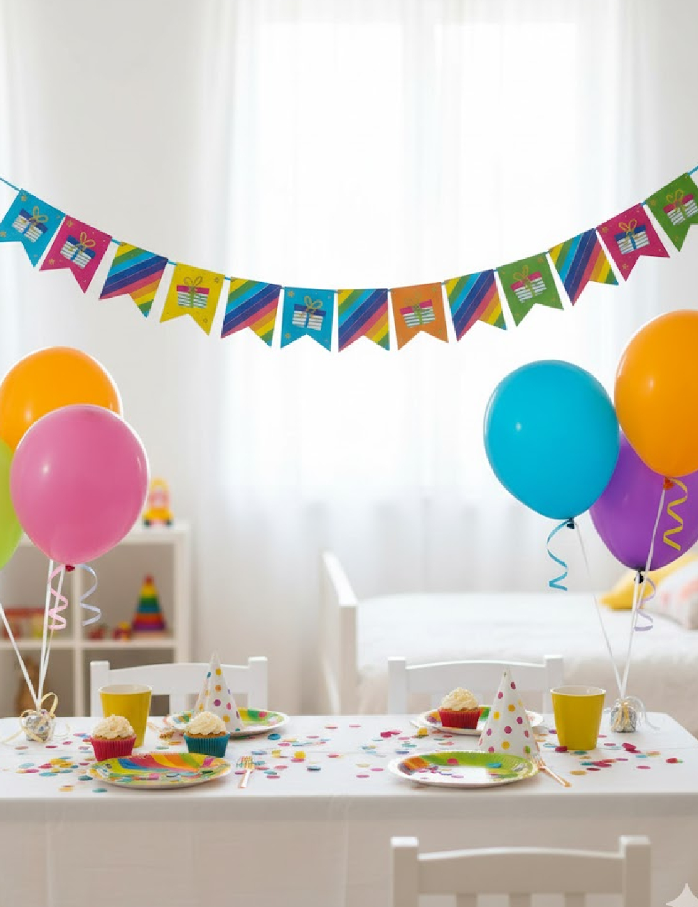 Ghirlanda decorativa de ziua de nastere, cu sclipici, lungime 4 metri Cool 2 Party, mix culori