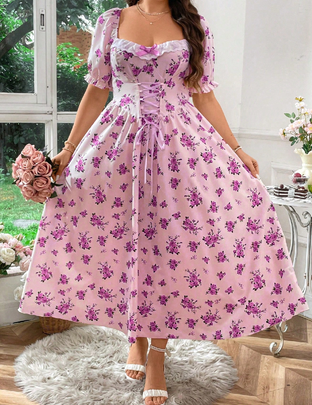 Rochie lunga SHEIN CURVE, roz