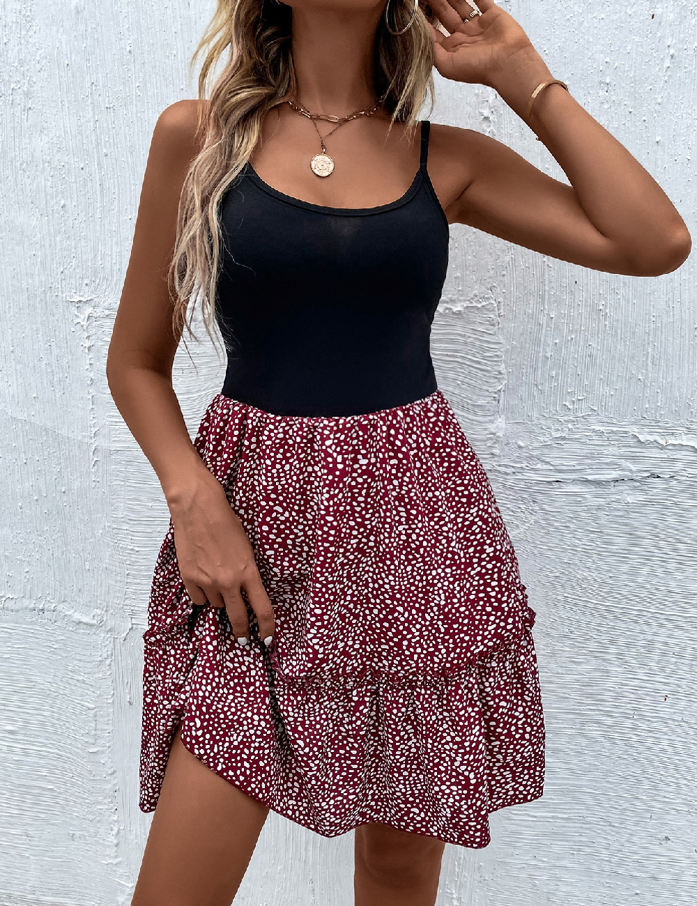 Rochie scurta SHEIN, negru/rosu