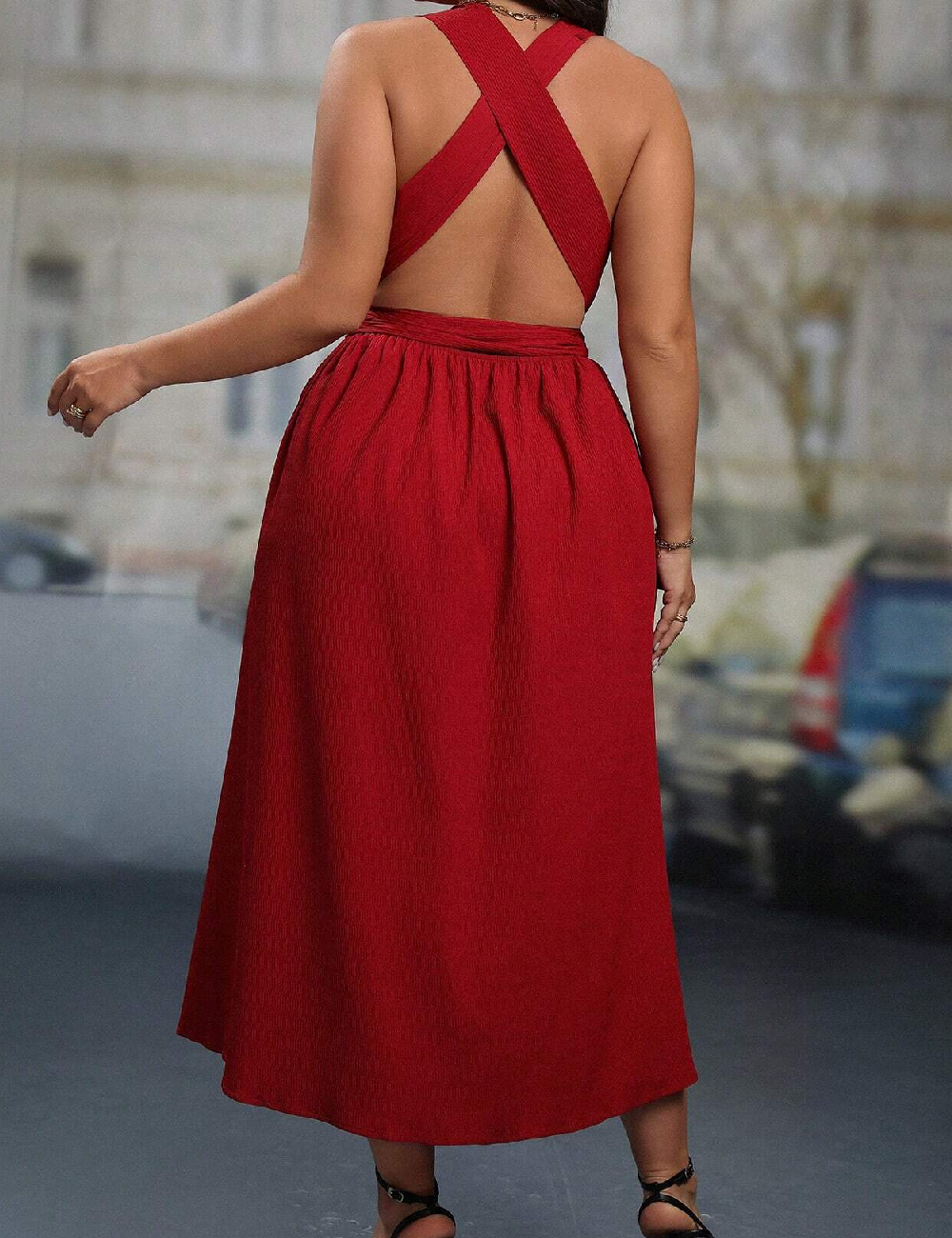 Rochie medie SHEIN CURVE, rosu - 1 | YEO