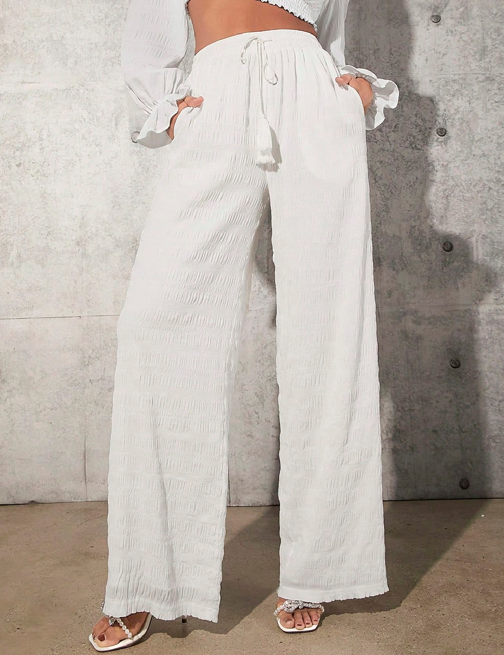 Pantaloni SHEIN, alb