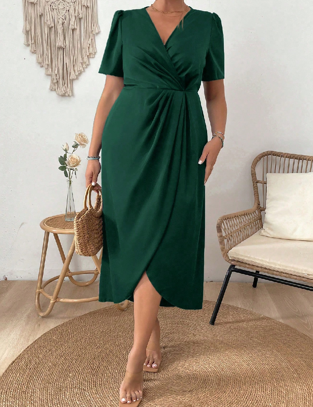 Rochie medie SHEIN CURVE, verde
