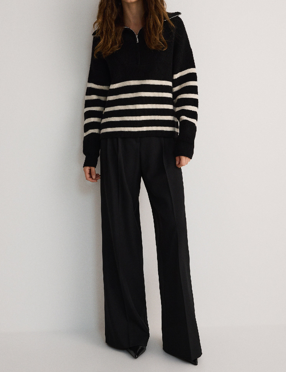 Pulover Reserved, negru/alb