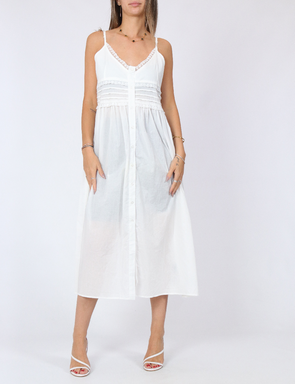 Rochie lunga Dazy, alb - 1 | YEO
