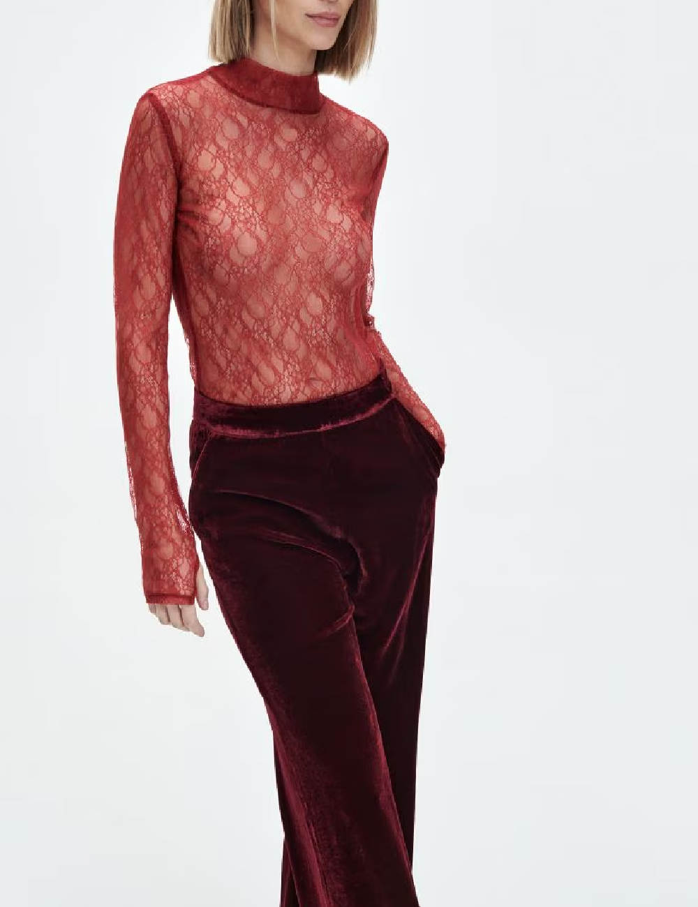 Pantaloni Reserved, rosu - 1 | YEO