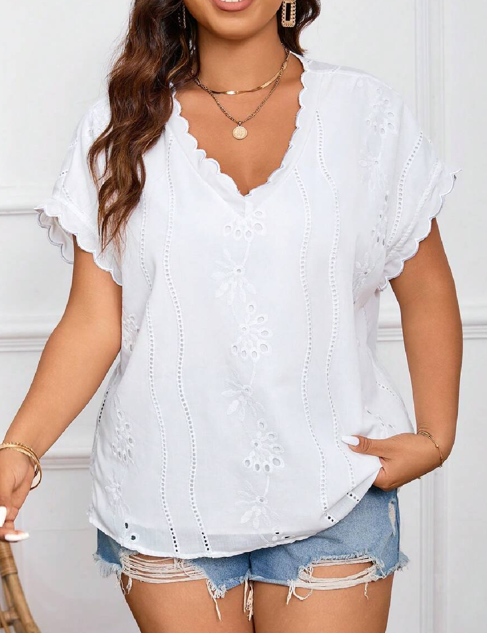 Bluza SHEIN CURVE, alb