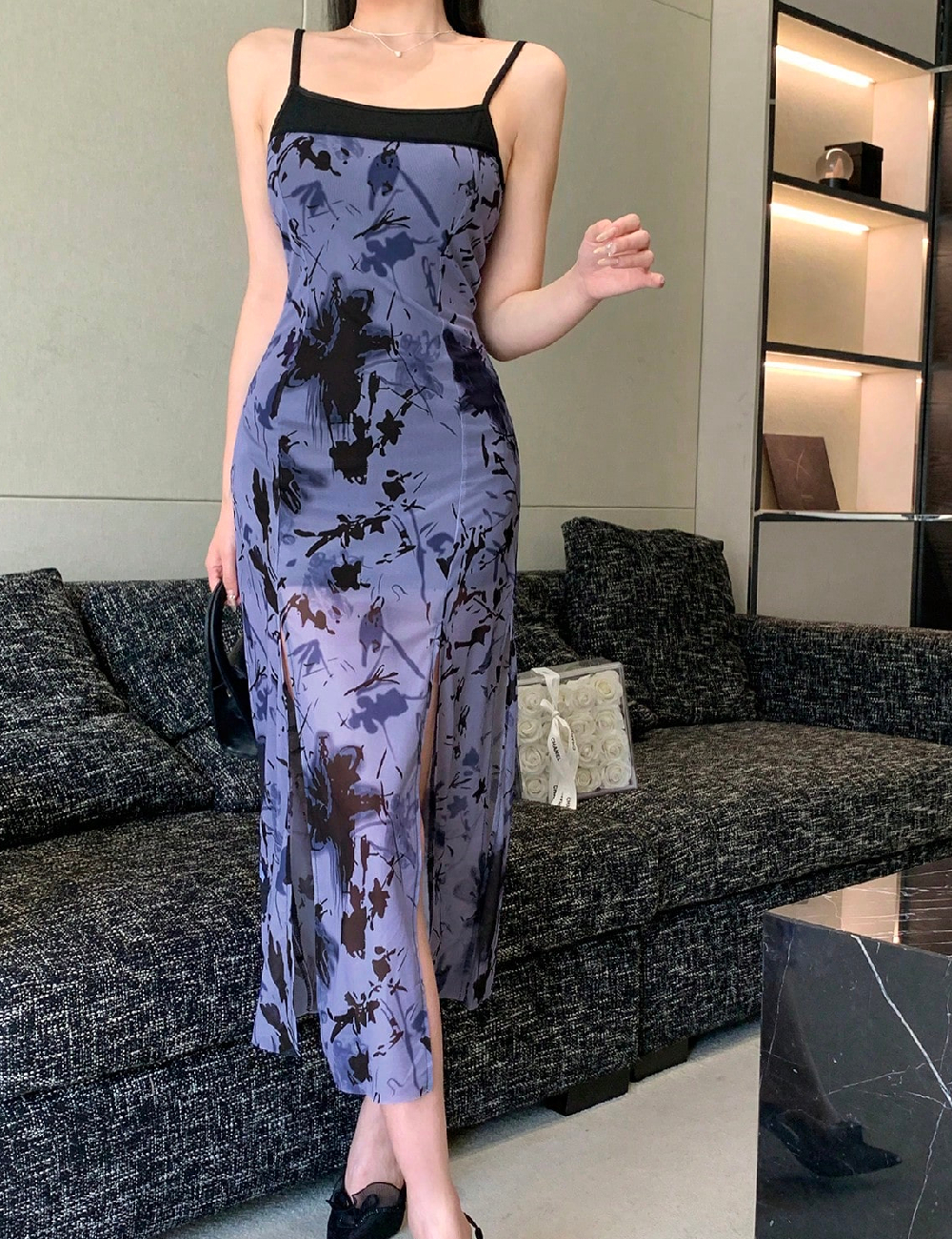Rochie medie Dazy, mov