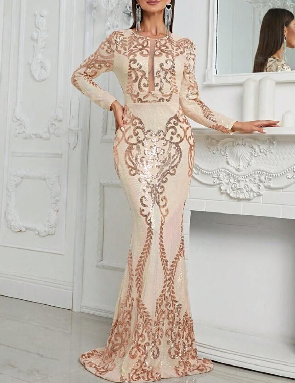 Rochie lunga Giffniseti, crem
