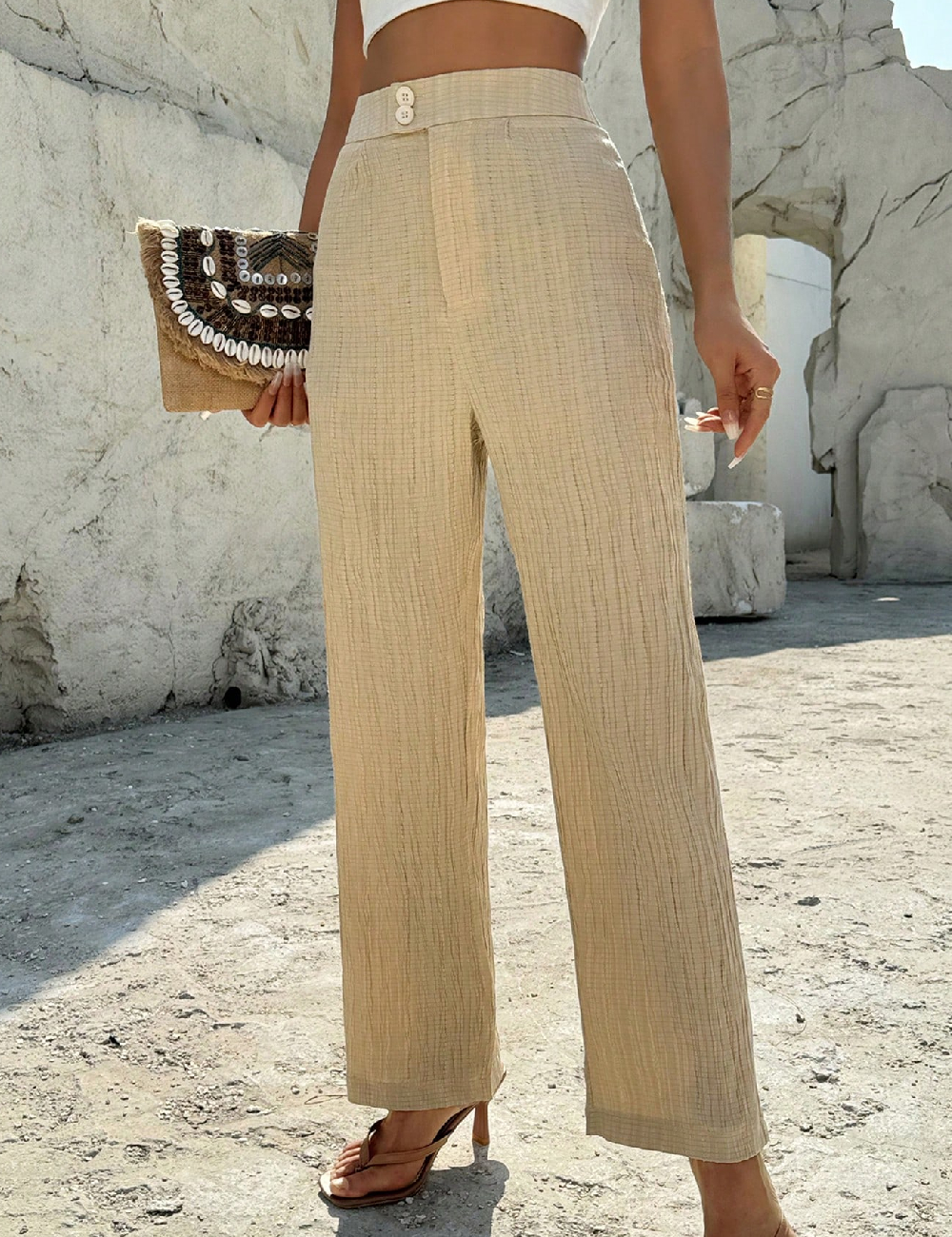 Pantaloni SHEIN, crem