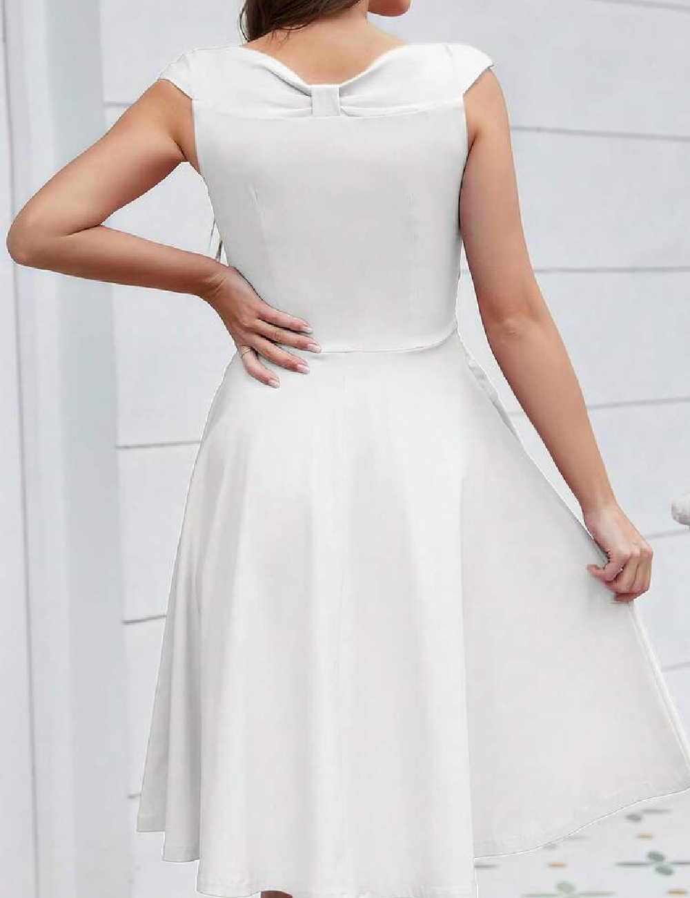 Rochie medie MUXXN, alb - 1 | YEO