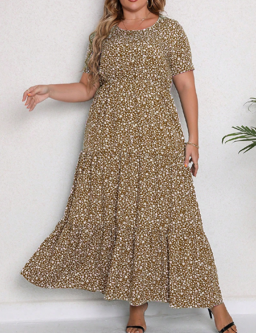 Rochie lunga SHEIN CURVE, floral print