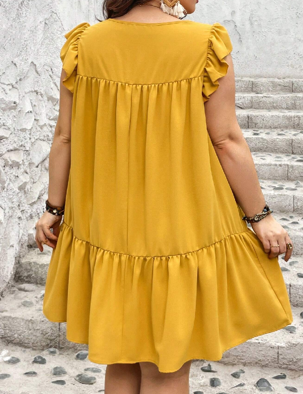 Rochie scurta SHEIN CURVE, galben - 1 | YEO
