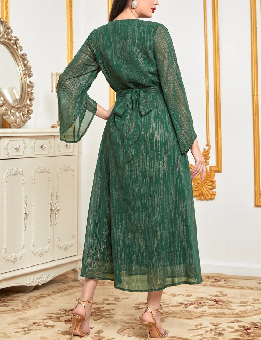 Rochie lunga Moosta, verde - 1 | YEO
