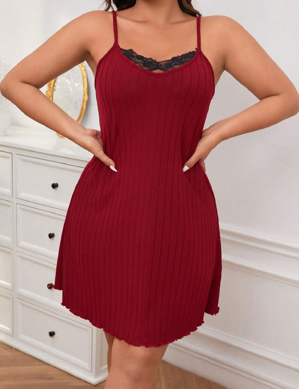 Rochie de noapte SHEIN CURVE, visiniu