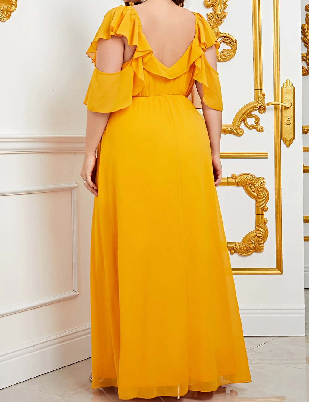 Rochie lunga Faeriesty Plus Size, galben - 1 | YEO