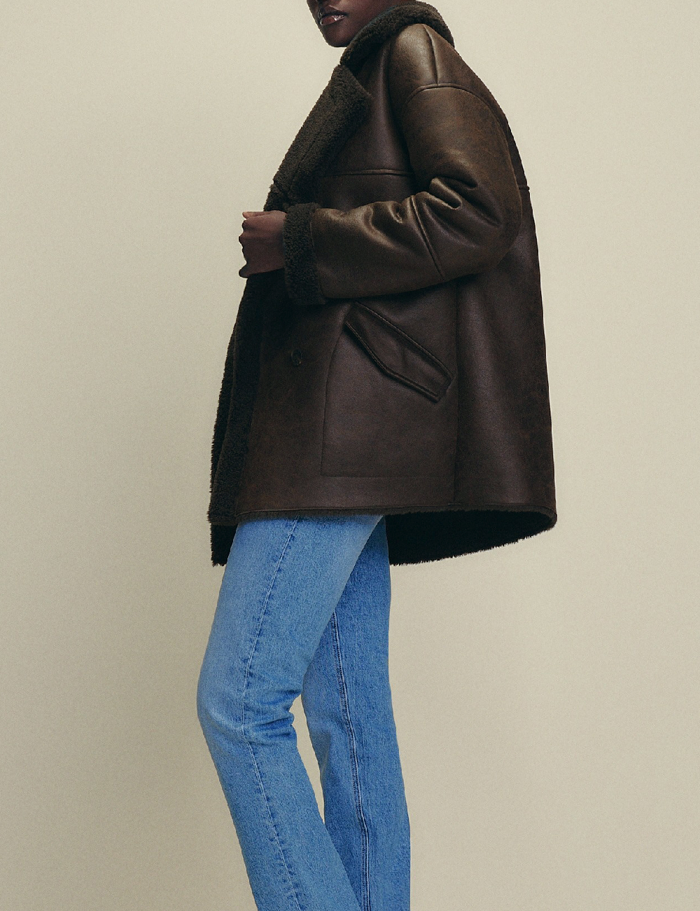 Palton oversize Reserved, maro - 1 | YEO