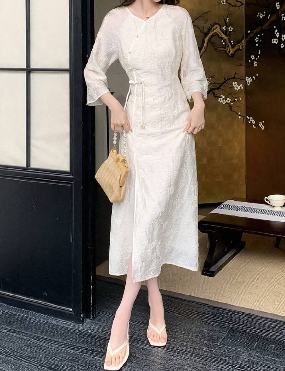 Rochie medie SHEIN, ecru