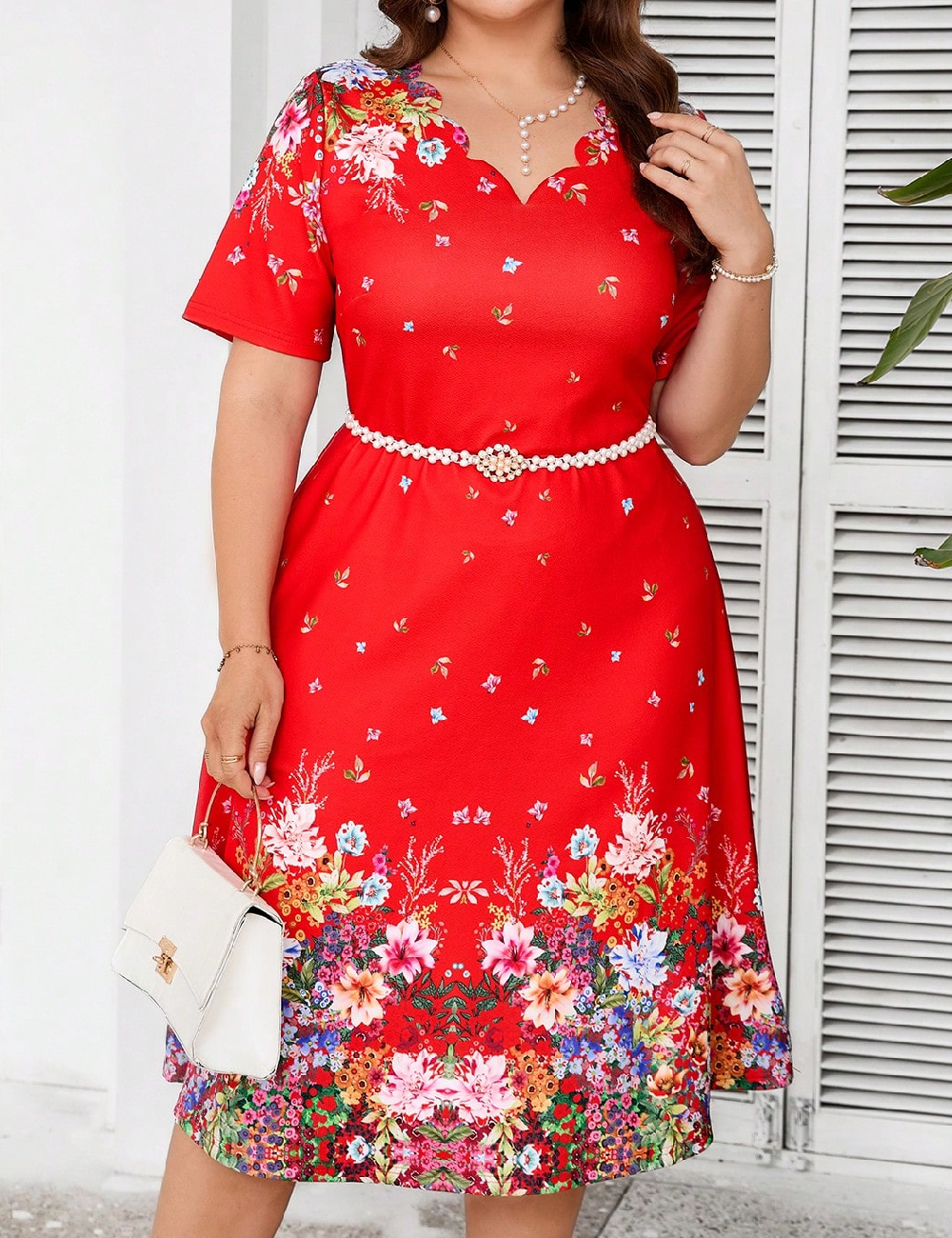 Rochie scurta SHEIN CURVE, rosu