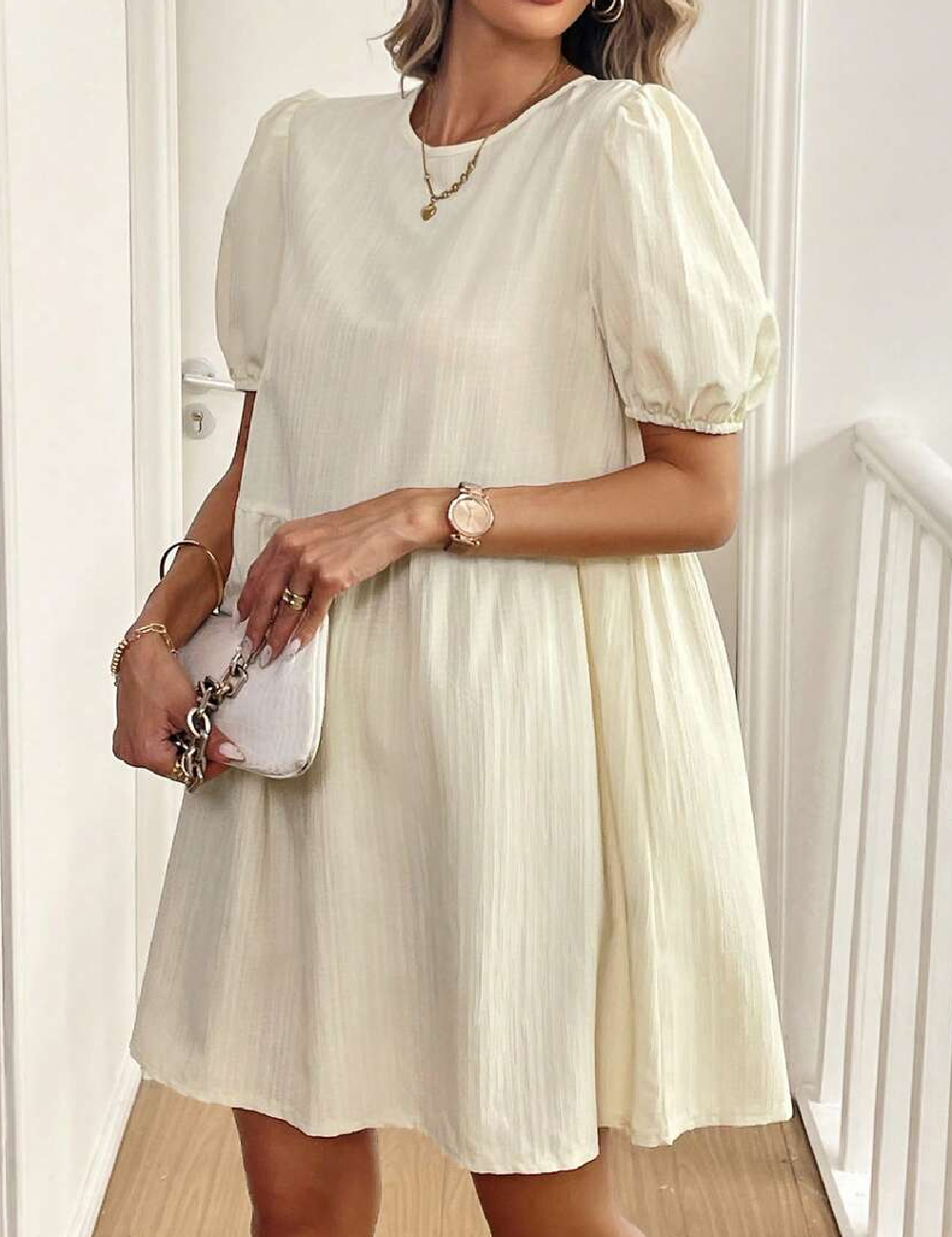 Rochie scurta SHEIN, crem