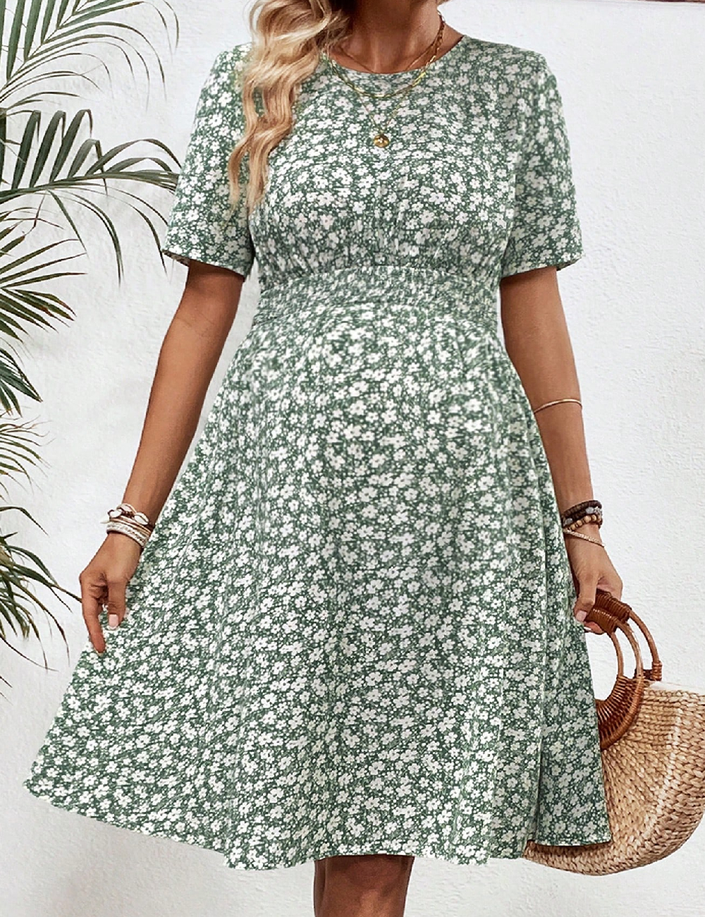 Rochie scurta SHEIN Maternity, verde