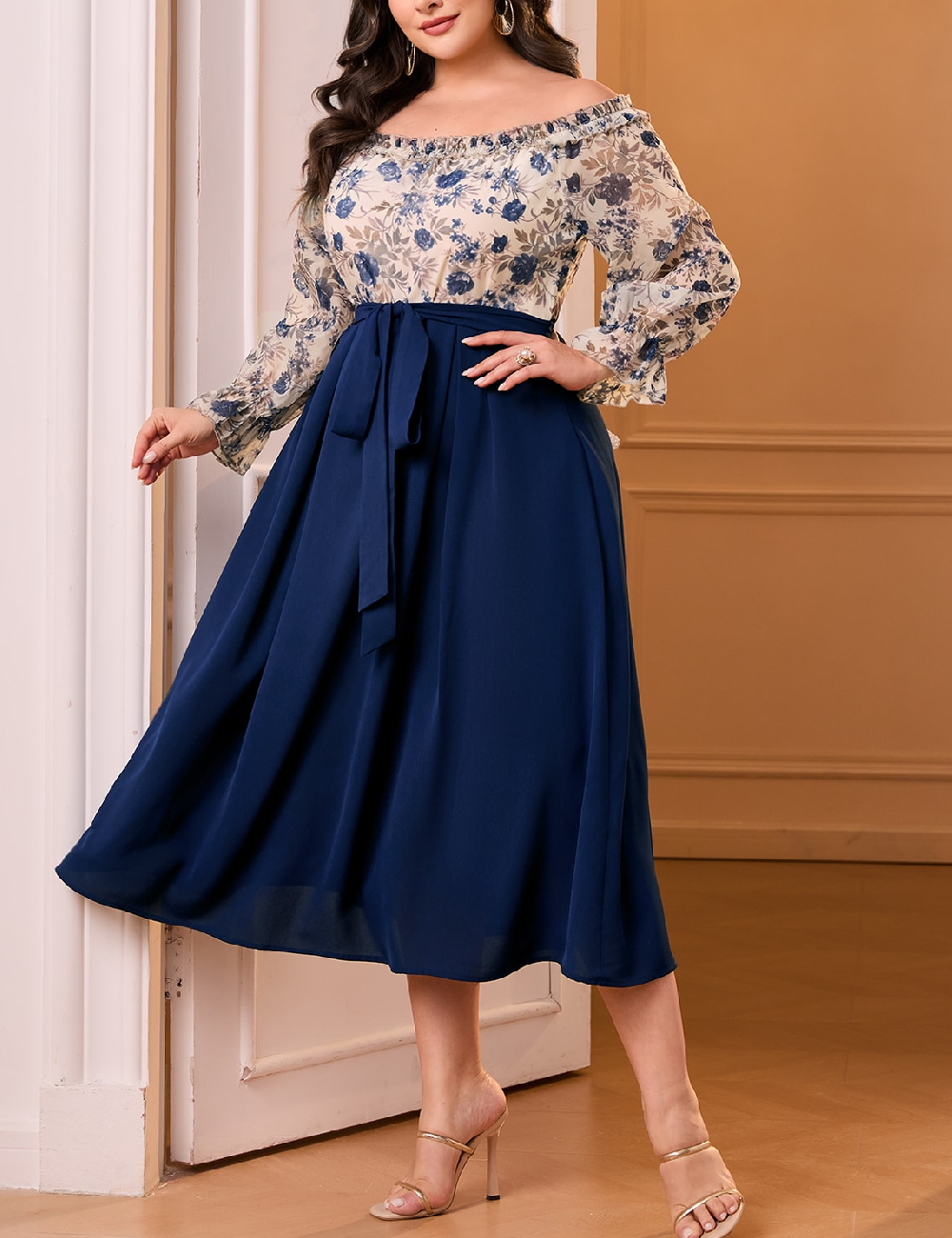 Rochie medie SHEIN CURVE, albastru