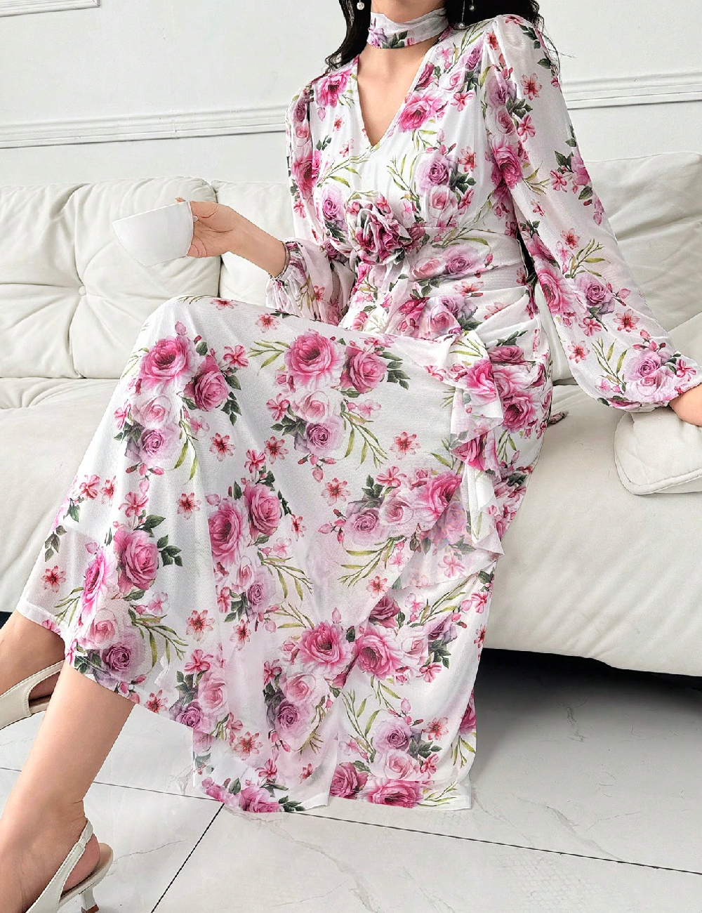 Rochie lunga SHEIN, floral print