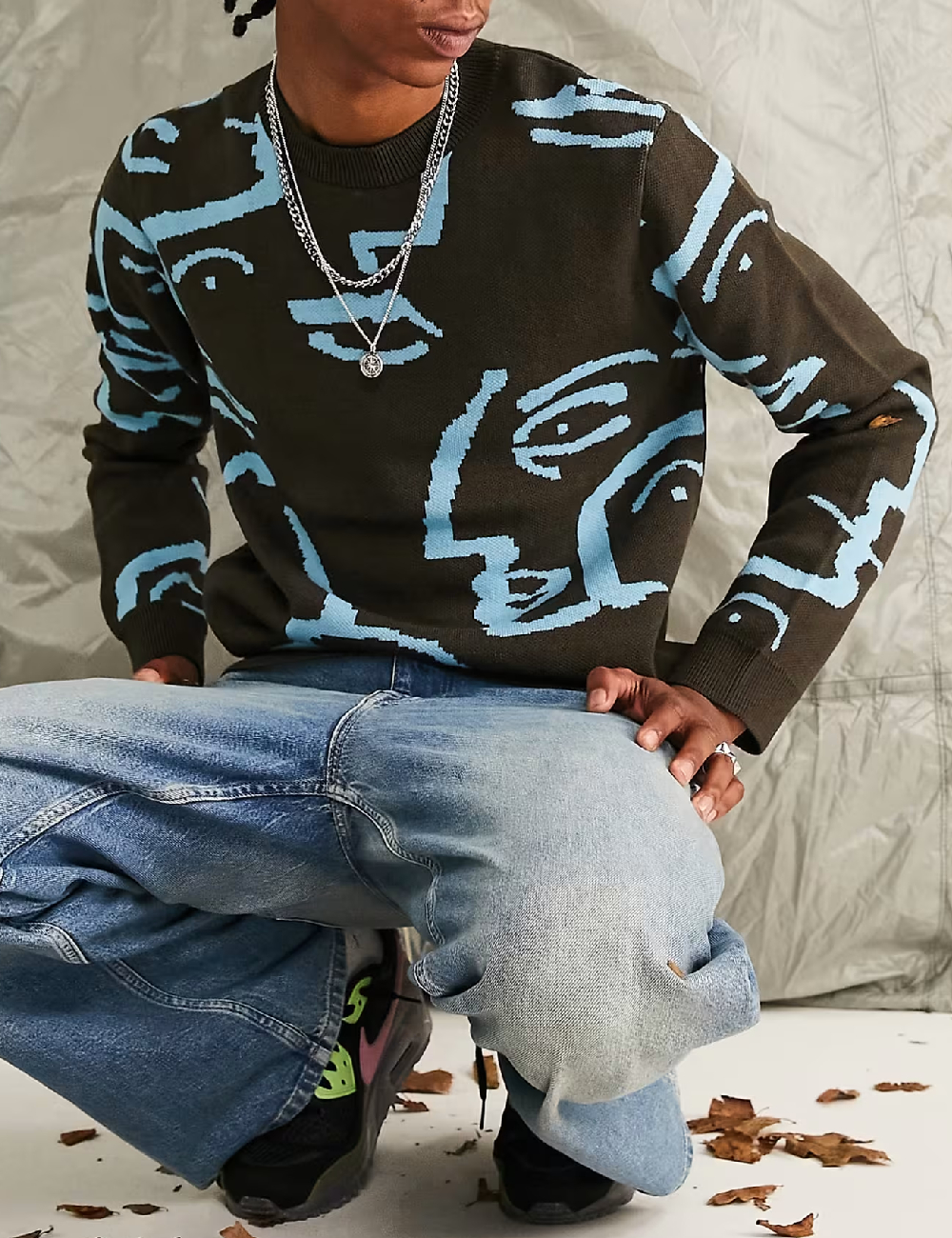 Pulover ASOS, maro/albastru