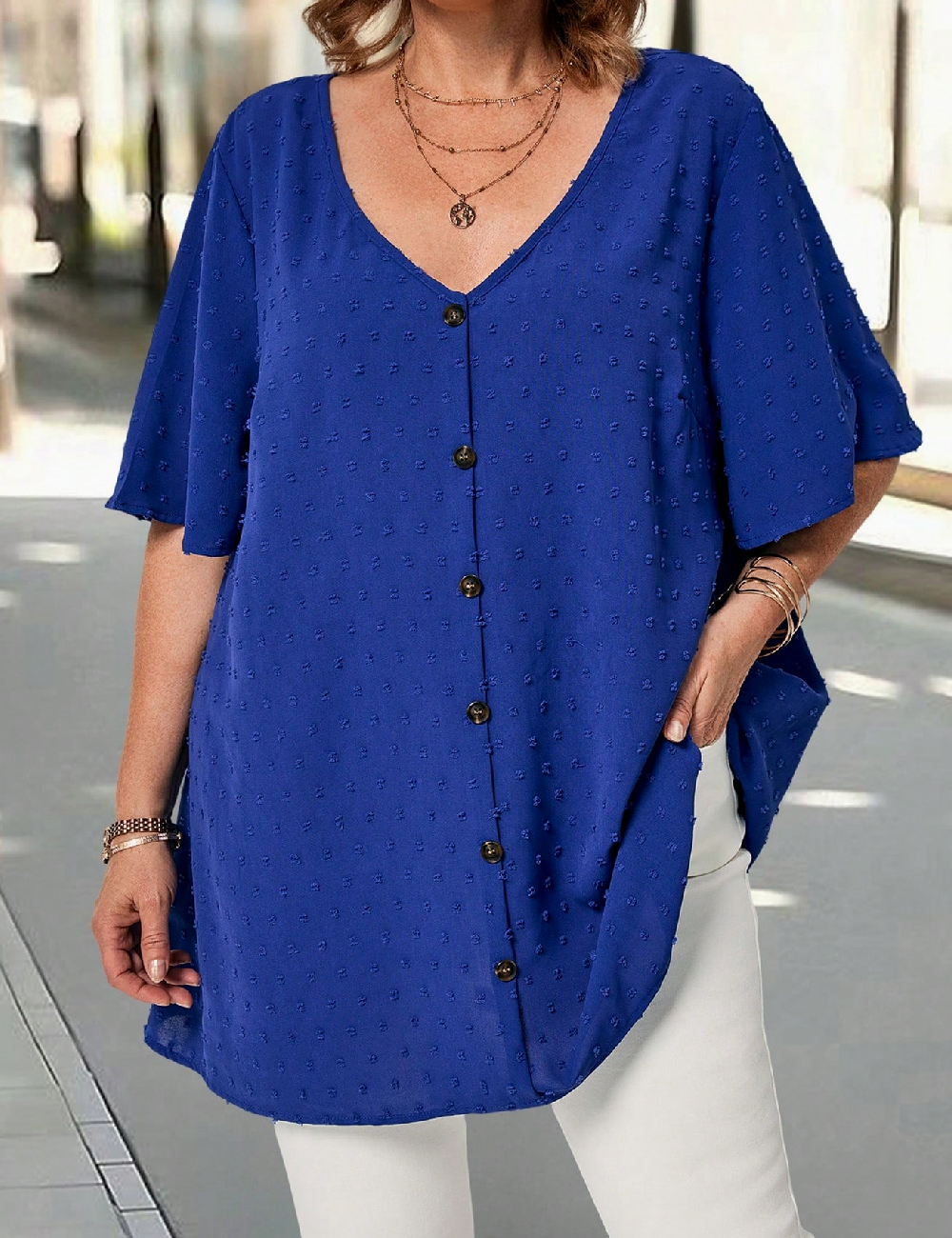 Bluza Emery Rose Curve, albastru