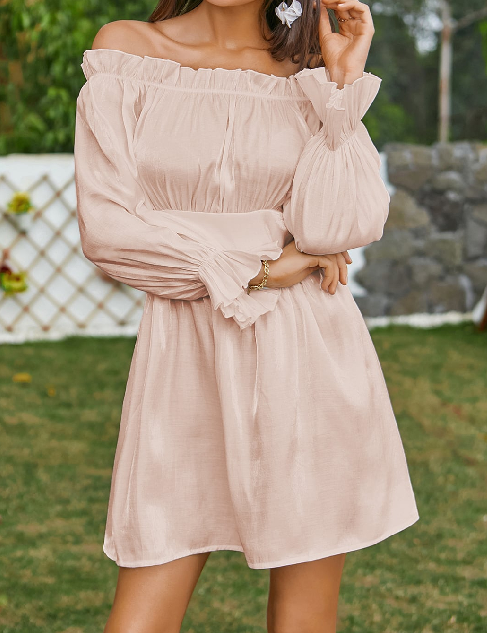 Rochie scurta Double Crazy, crem