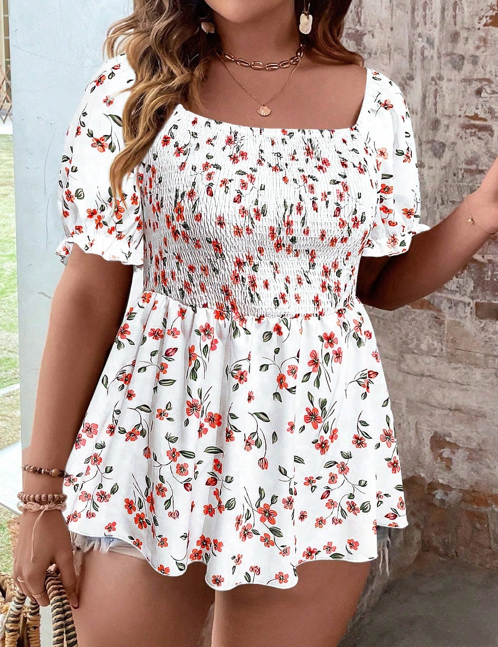 Bluza SHEIN CURVE, alb