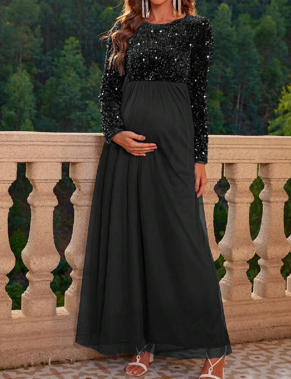 Rochie lunga SHEIN Maternity, negru