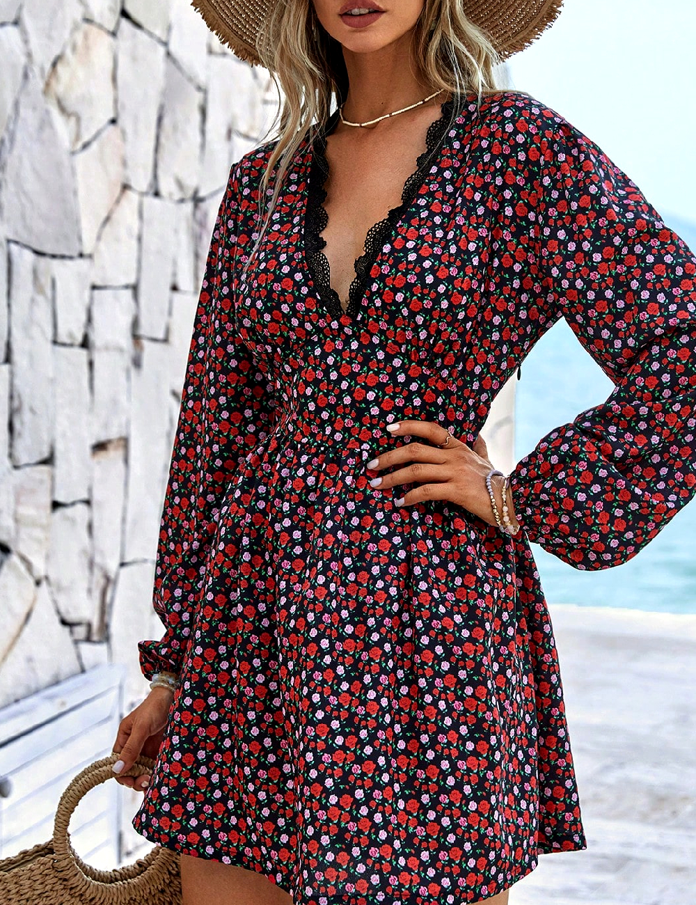 Rochie scurta SHEIN, floral print