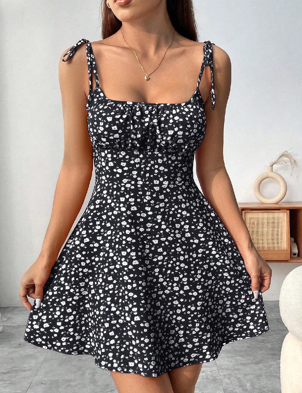 Rochie scurta SHEIN, negru/alb