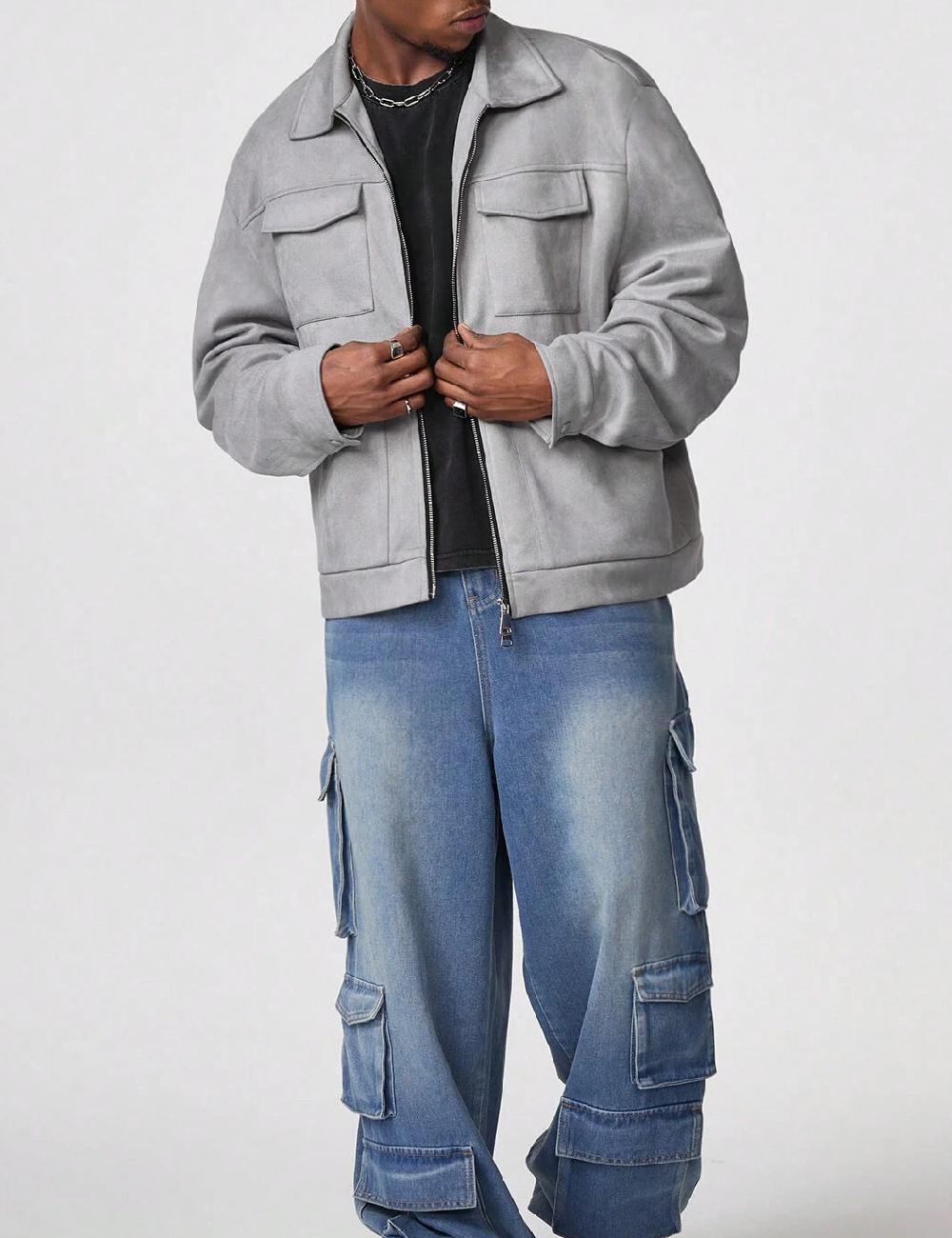 Jacheta SHEIN, gri deschis