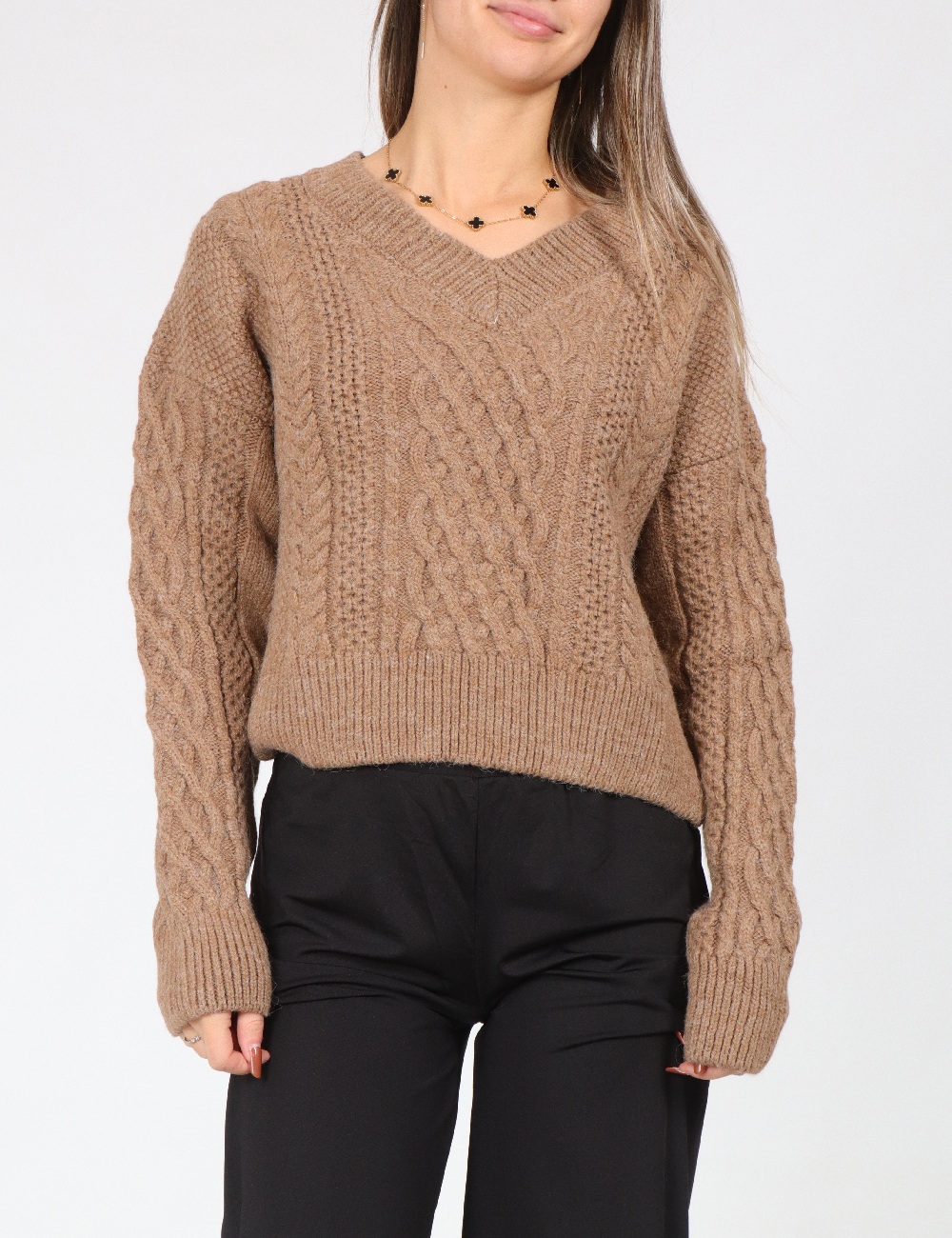 Pulover SHEIN, maro deschis