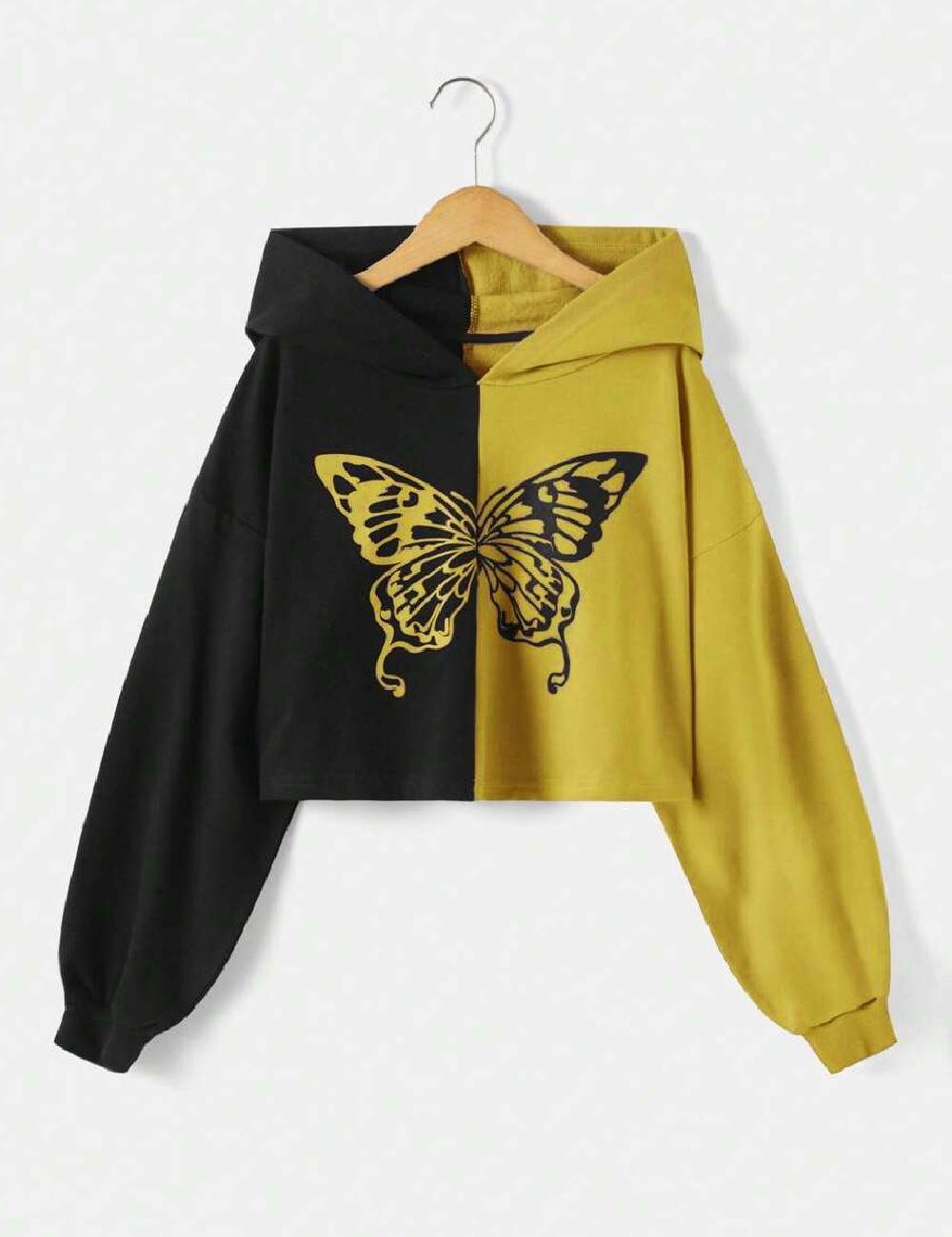 Hanorac Shein Kids, mustar/negru