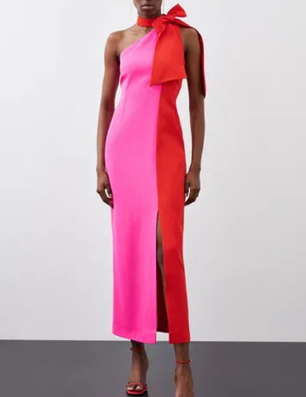 Rochie lunga Karen Millen, rosu/roz